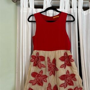 Alice + Olivia Red Floral Dress Sleeveless Women’s Small Statement Party Midi